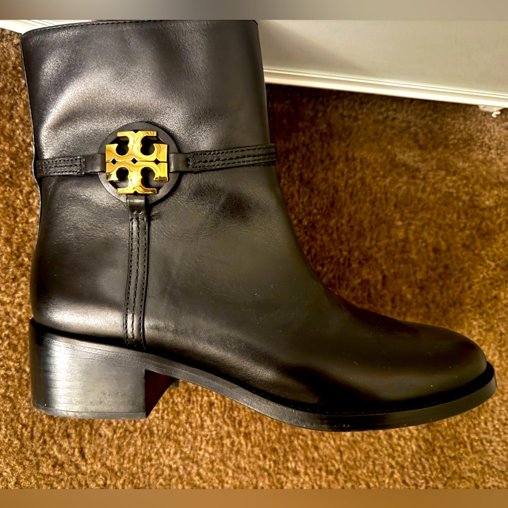Tory Burch Black Miller 45MM Leather Ankle-knee Boots